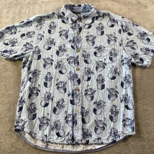 Tommy Bahama The Veracruz Cay Hawaiian Shirt Men Medium Parrot Flamingo Tropical